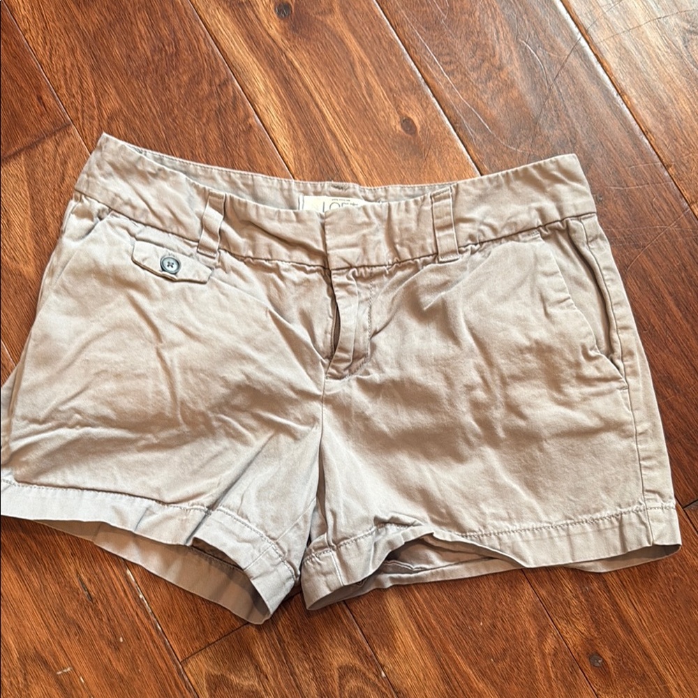 LOFT Tan Chino  Shorts with Classic Mid-Thigh Cut